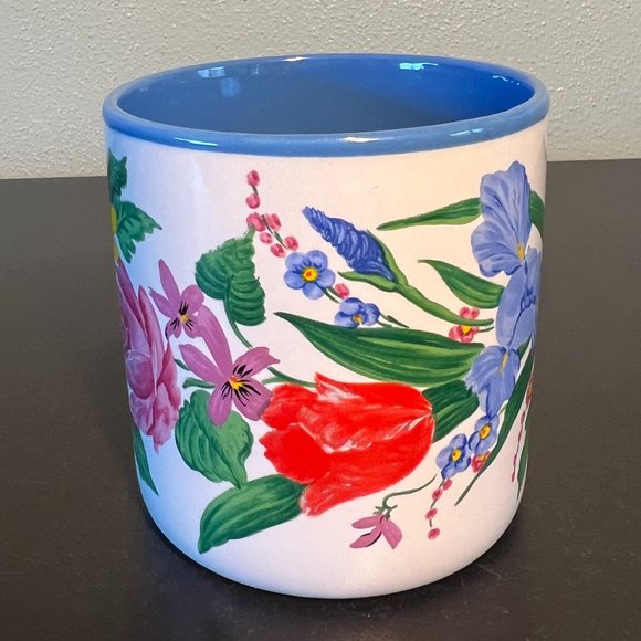 Pair of Vintage FIB Flowers Inc. Balloons Floral Mugs w/ Artwork by Jane Bowen - Picture 3 of 14